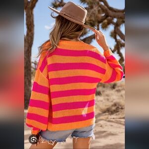 Bold Striped Sweater in Pink and Orange